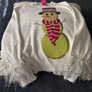 QOS snowman and feathers sweater